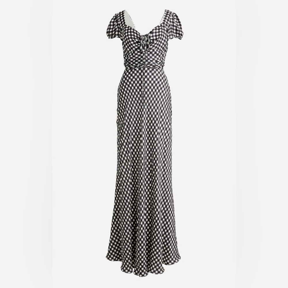 JCREW Collection tie-neck cap-sleeve maxi dress in gingham size 10 - Picture 14 of 14